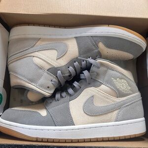 Jordan Air Mid Coconut Milk and particle gray